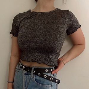 URBAN OUTFITTERS black shimmer crop top